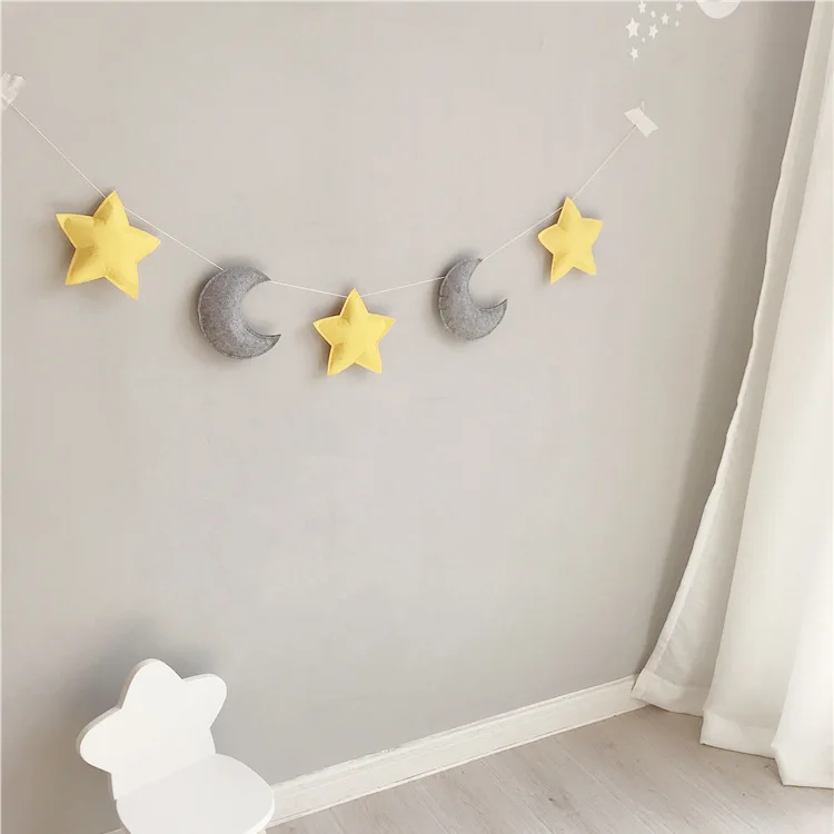 

Children's Room Decoration Nordic Star Moon Wind Chime Decor Wall Ornaments Home Decor Wall Hanging Indoor for Girls Decorations