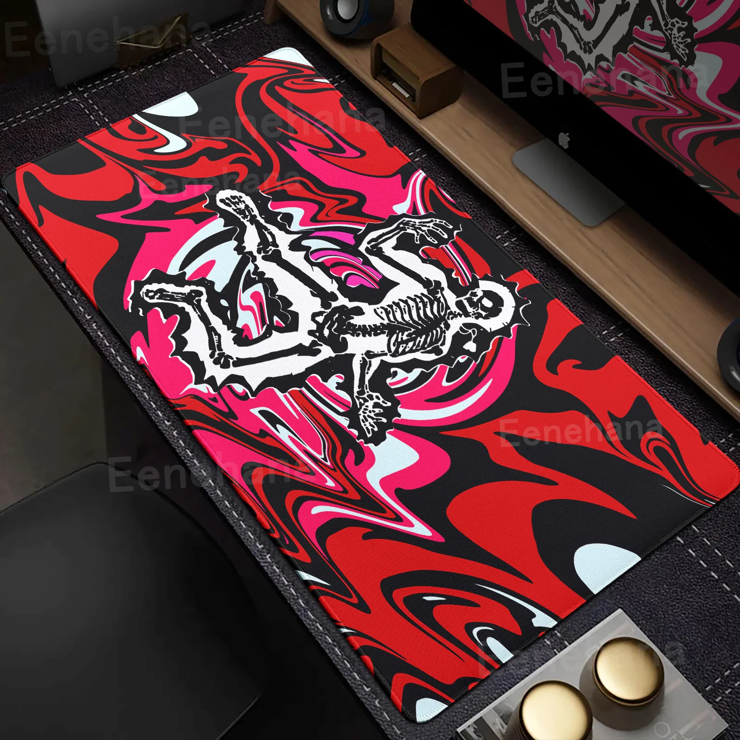 Neues Vortex Fluid Mauspad im Punk-Stil, XXL-Matte, 40 x 90 cm, Rot, Lila, einsames Skelett-Mauspad, große PC-Gaming-Tastatur, verlängerte Pads