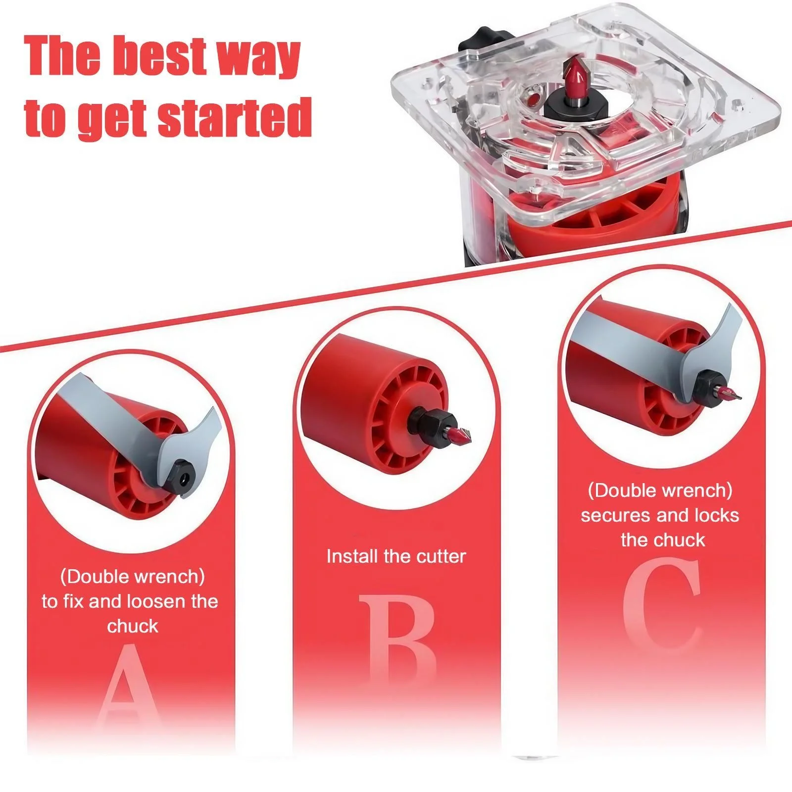 650W 전기 목공 라우터 32000RPM 핸드 트리머 1/4 샹크 12개 라우터 비트 세트 6단 속도 조절 소형 밀링 머신 공구