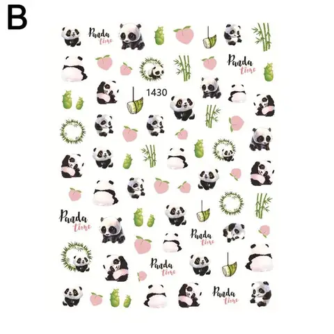 3D Manicure Stickers Bamboo Panda Bear Full Stickers Valentine's Day Gift for Nail Self-adhesive Manicure Art Decoration