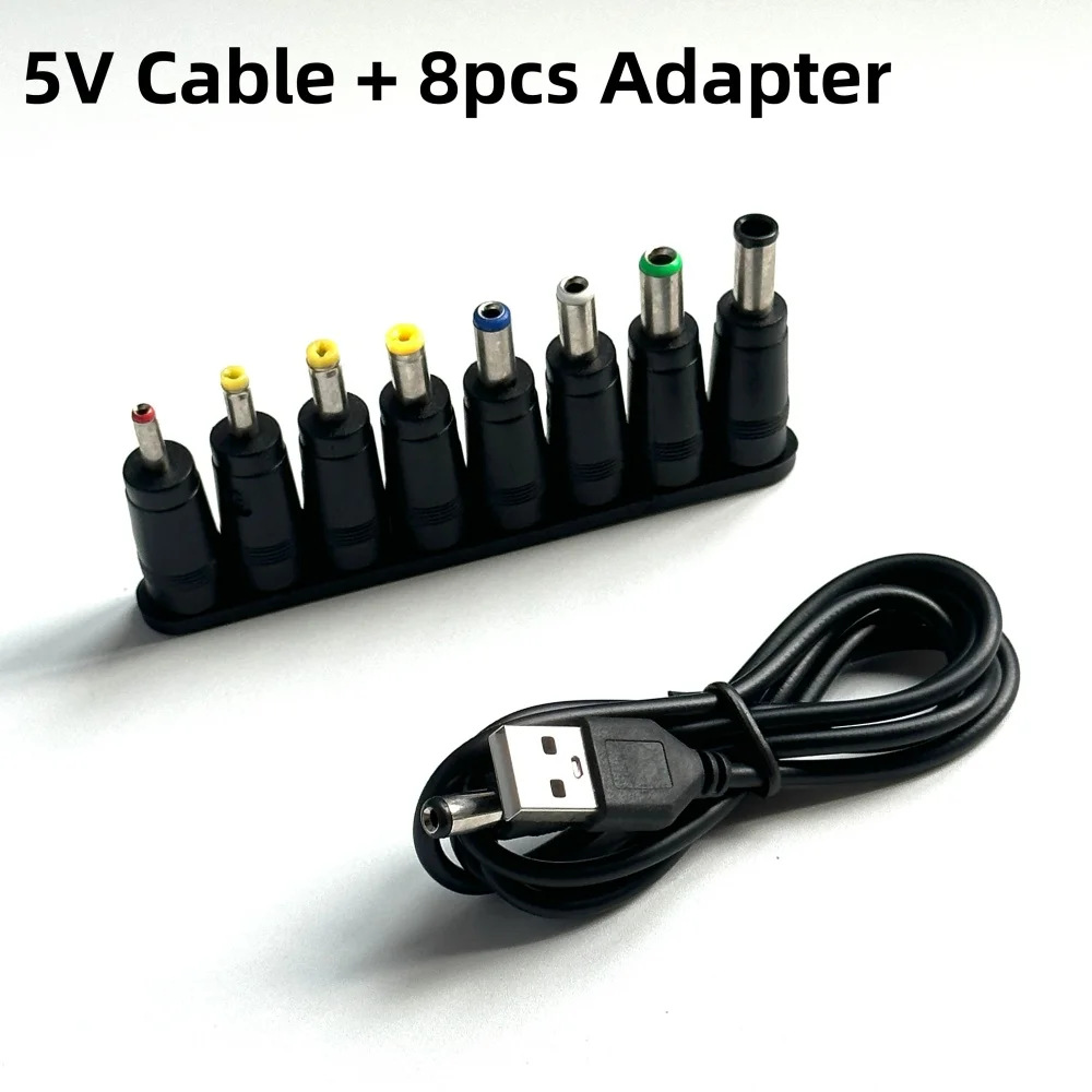 Universal DC to USB Converter Cable with 8 Interchangeable Connectors