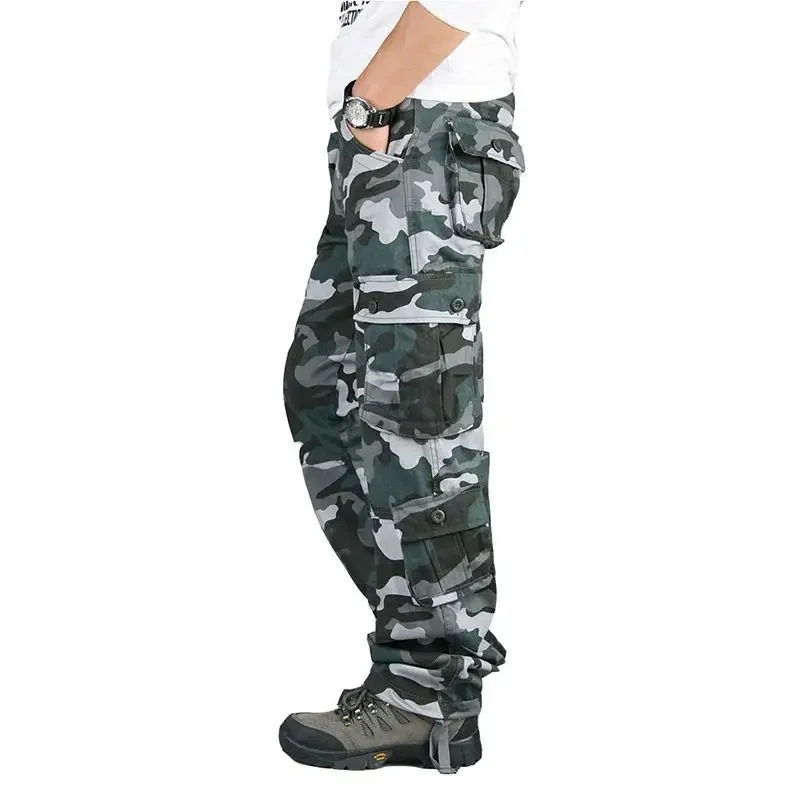 Blue camouflage trousers