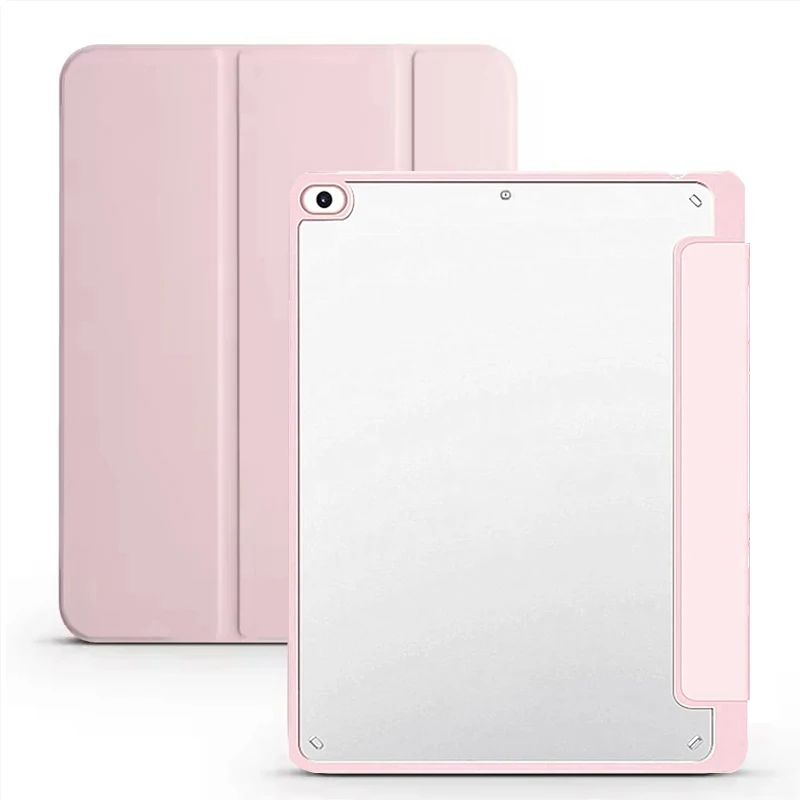 Flip Tablet Cover with Acrylic Back and Pencil Holder - Auto Wake/Sleep Function