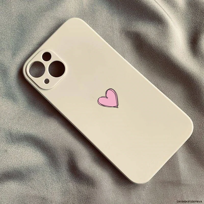 Simple Cute Love Heart Couple Phone Case For iPhone 16 Pro Max 17 14 15 11 13 12Mini XR XS 8Plus Kawaii Soft Silicone Cover Bag — view 6