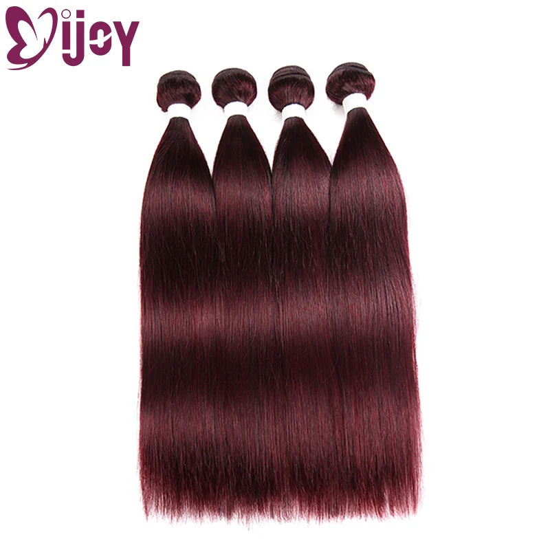 99J/Burgundy Human Hair Weave Bundles 8-26 Inch Pre-colored Brazilian Straight Human Hair Weave Non-Remy Extensions IJOY