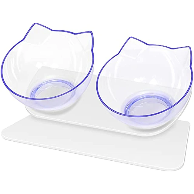 Cat Food Water Bowl Set - Raised Cat Bowls with Non Slip Stand - Elevated  Puppy Bowls for