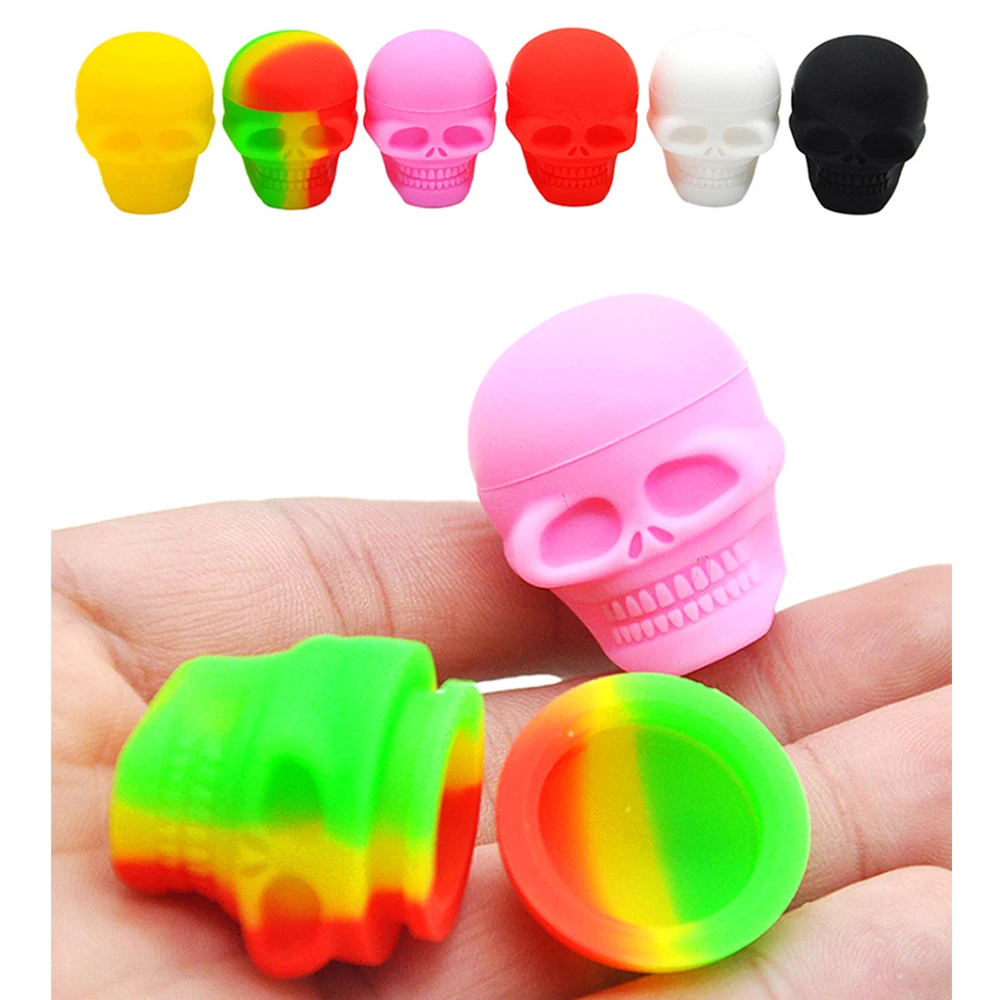 

50Pcs Jar 3ml/15ml Silicone Skull Shape Container Cream Jars Oil Storage Box Bottle Makeup Cosmetic Smoking Accessories