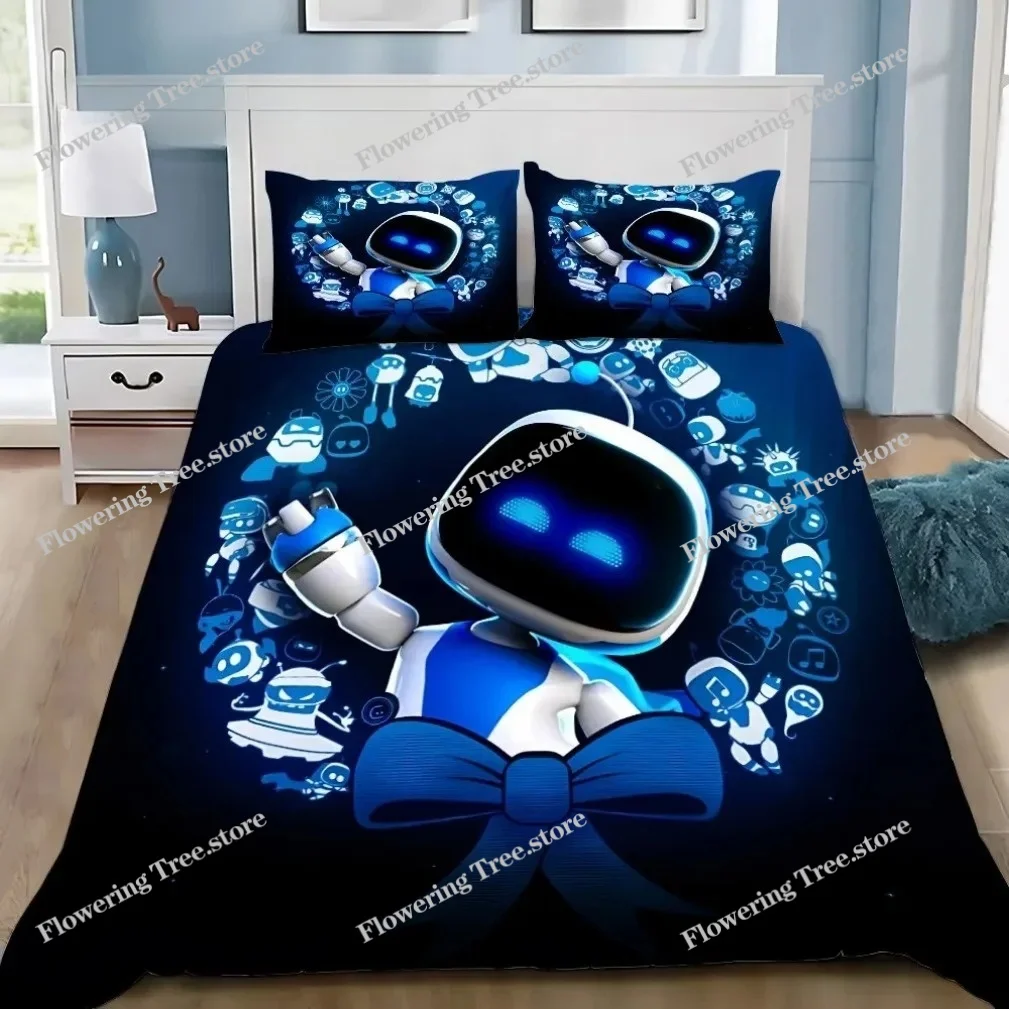 Fashion A-Astrobot Bedding Set for Boys Girls,Game A-Astro bot Duvet Cover Pillowcase Children Gift Single Double Size 2
