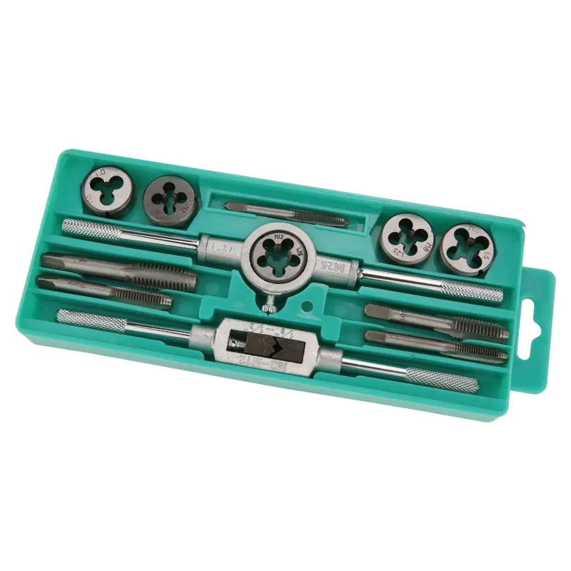 XMSJ Alloy Steel Taps and Dies Set 12 pcs Screw Thread & Tap Wrench