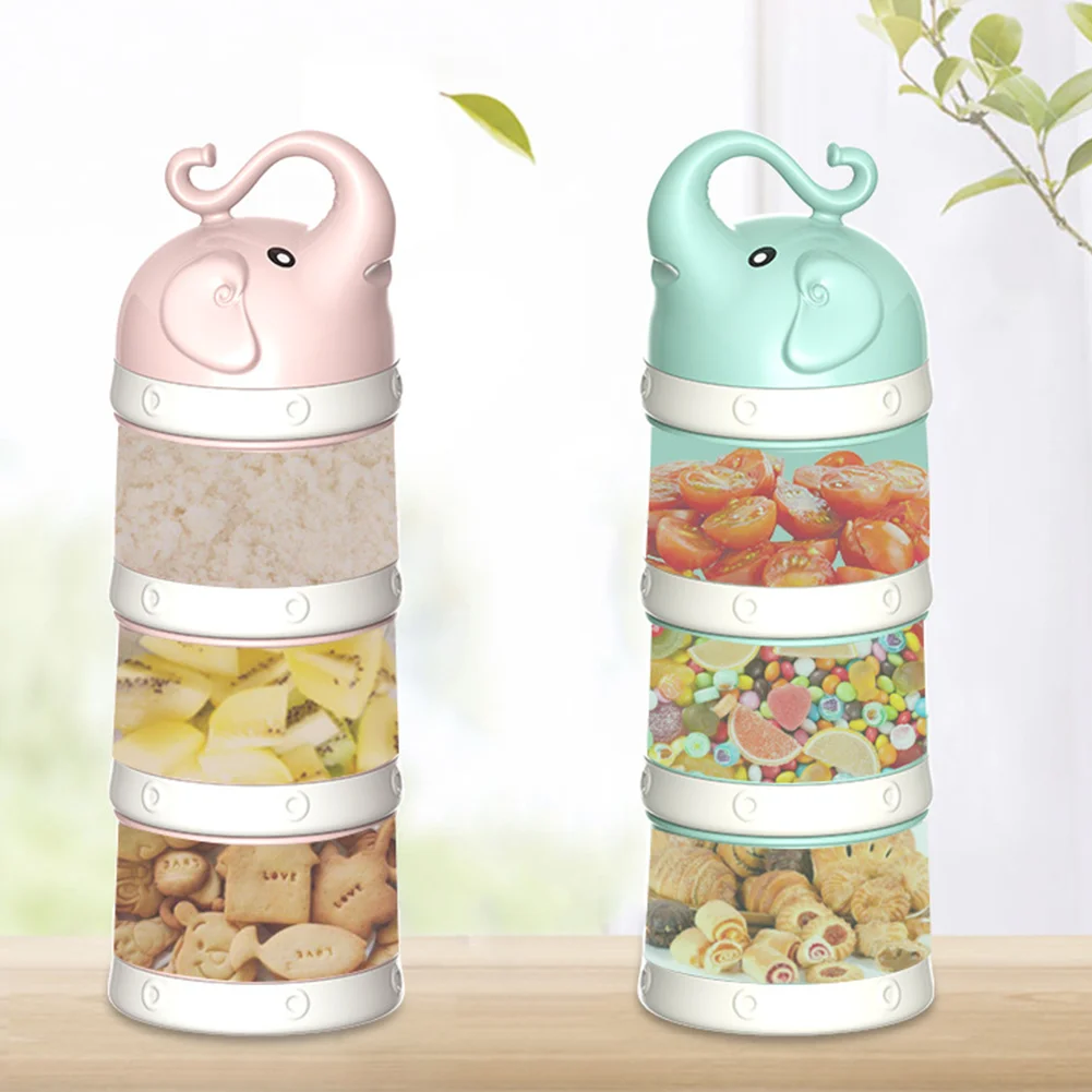 3-Layer Cartoon Baby Formula Milk Storage Container Portable Travel Cereal Powder Dispenser