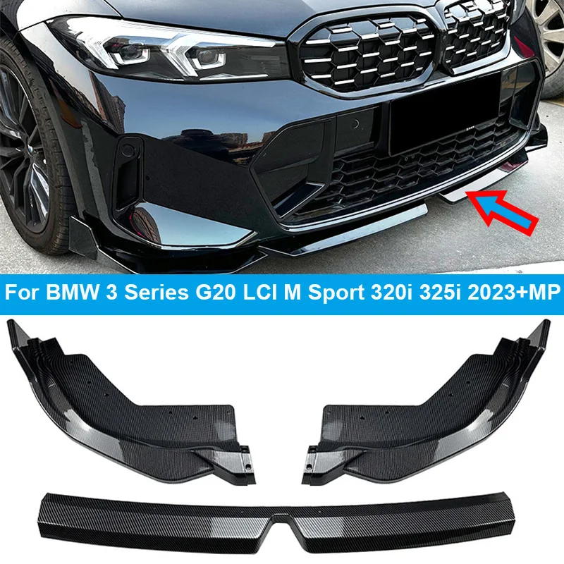 

Glossy Car Front Bumper Spoiler Lower Lip Wing Body Kit Splitter Cover Trim For BMW 3 Series G20 LCI M Sport 320i 325i 2023+MP