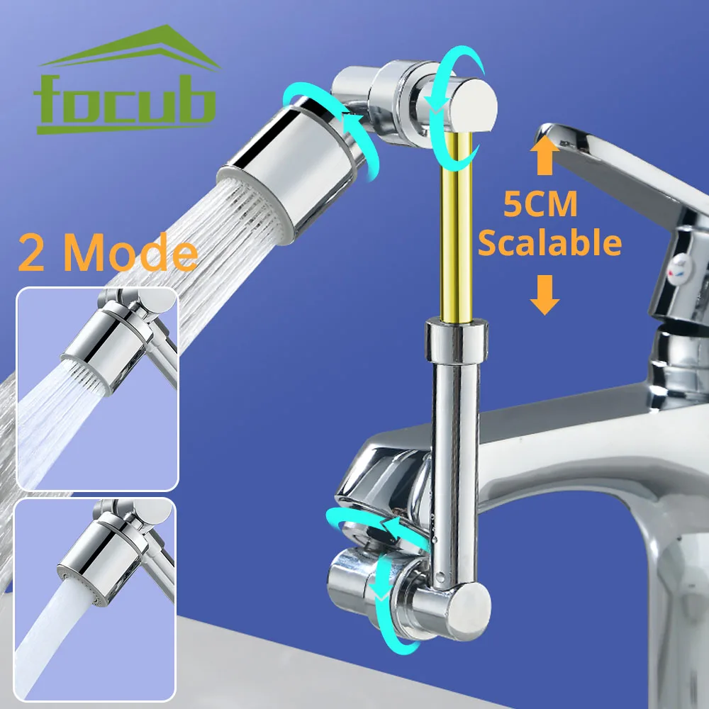 Metal 1440 Rotation Retractable Faucet Aerator Robot Arm Bubbler For