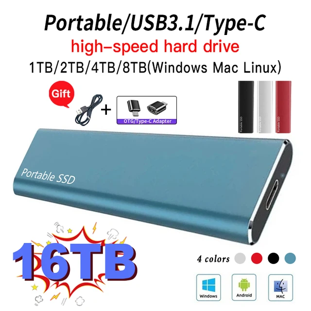 Disque dur externe SSD portable haute vitesse, stockage de masse USB 3.1,  type C, 1 To, 500 Go, ordinateur portable, Android, Mac, PC, nouveau -  AliExpress