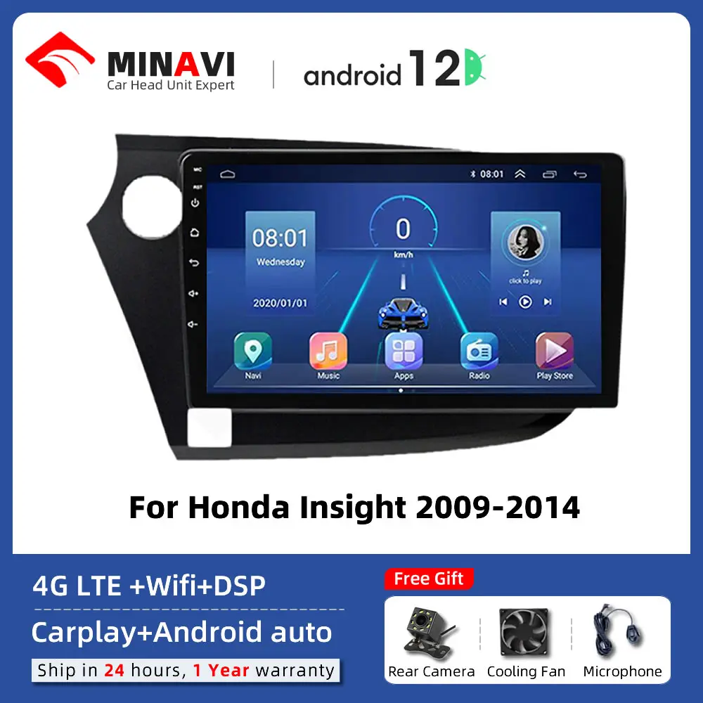 

9" Android Player For Honda Insight 2009/2010/2011/2012/2013/2014 Carplay Head Unit Radio Stereo Multimedia GPS DVD Touch Screen