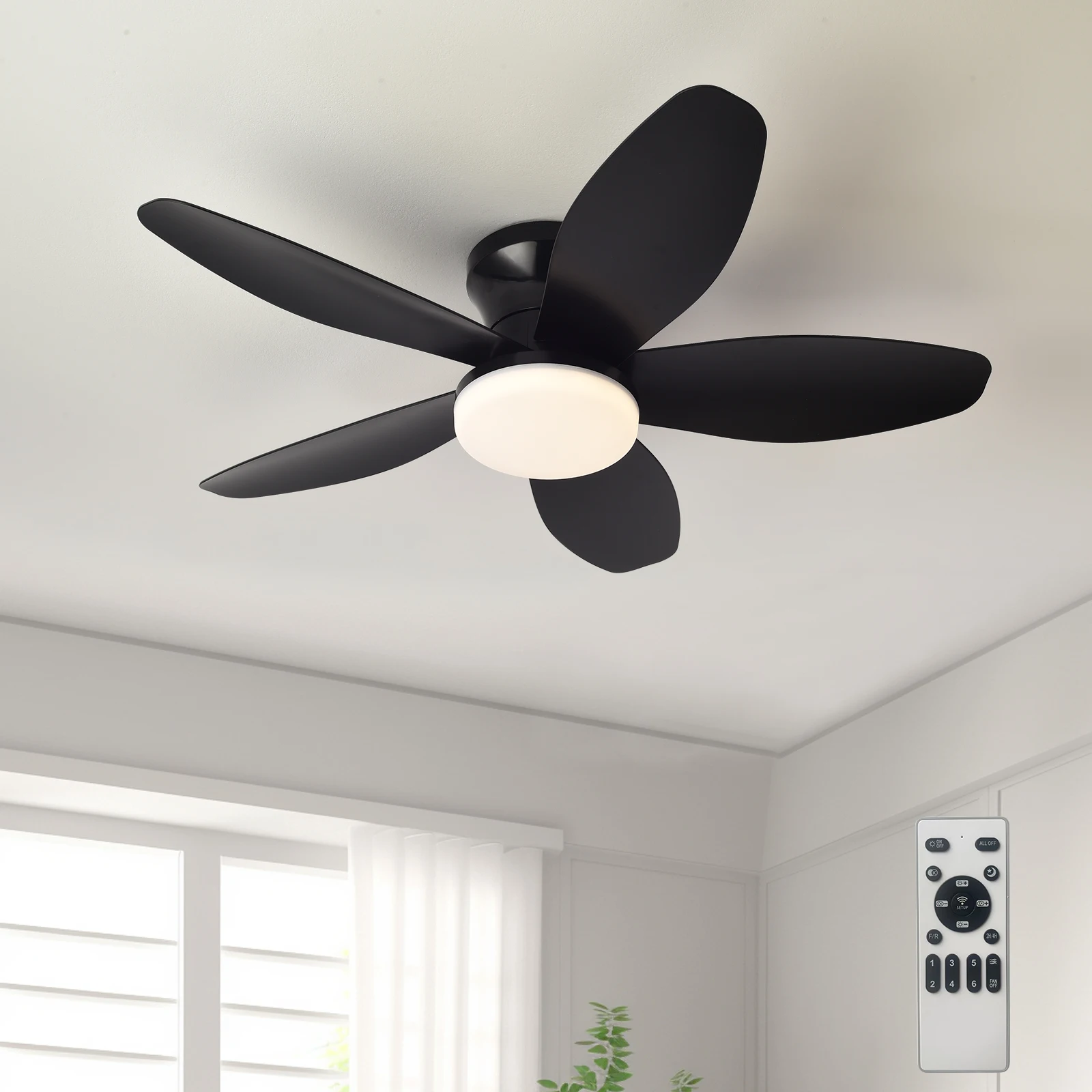 34.6Inch Low Floor Ceiling Fan Light Modern ABS Blade DC Remote Control Led Fan Lights Restaurant The bedroom ceiling fan,led ceiling fan lights,led fan light