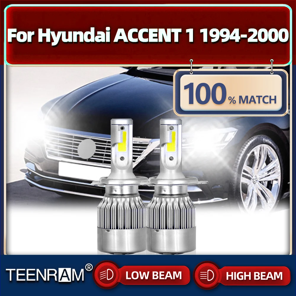 

2 шт., автомобильные лампы H4 6000 лм 12 в 1994 к для Hyundai ACCENT 1 1995 1996 1997 1998 1999 2000