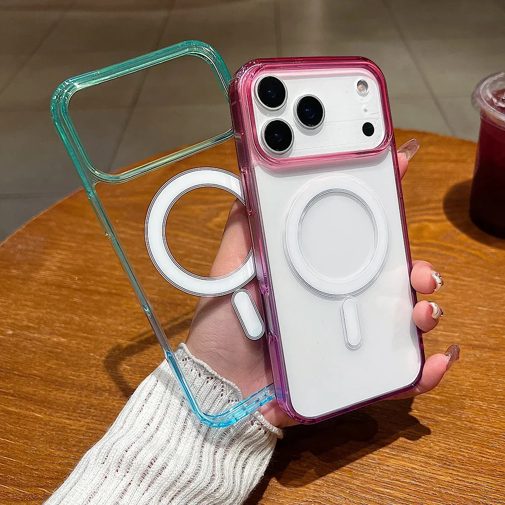 Gradual Color Crystal Soft Anti-Knock Transparent Case with Wireless Charging Compatibility