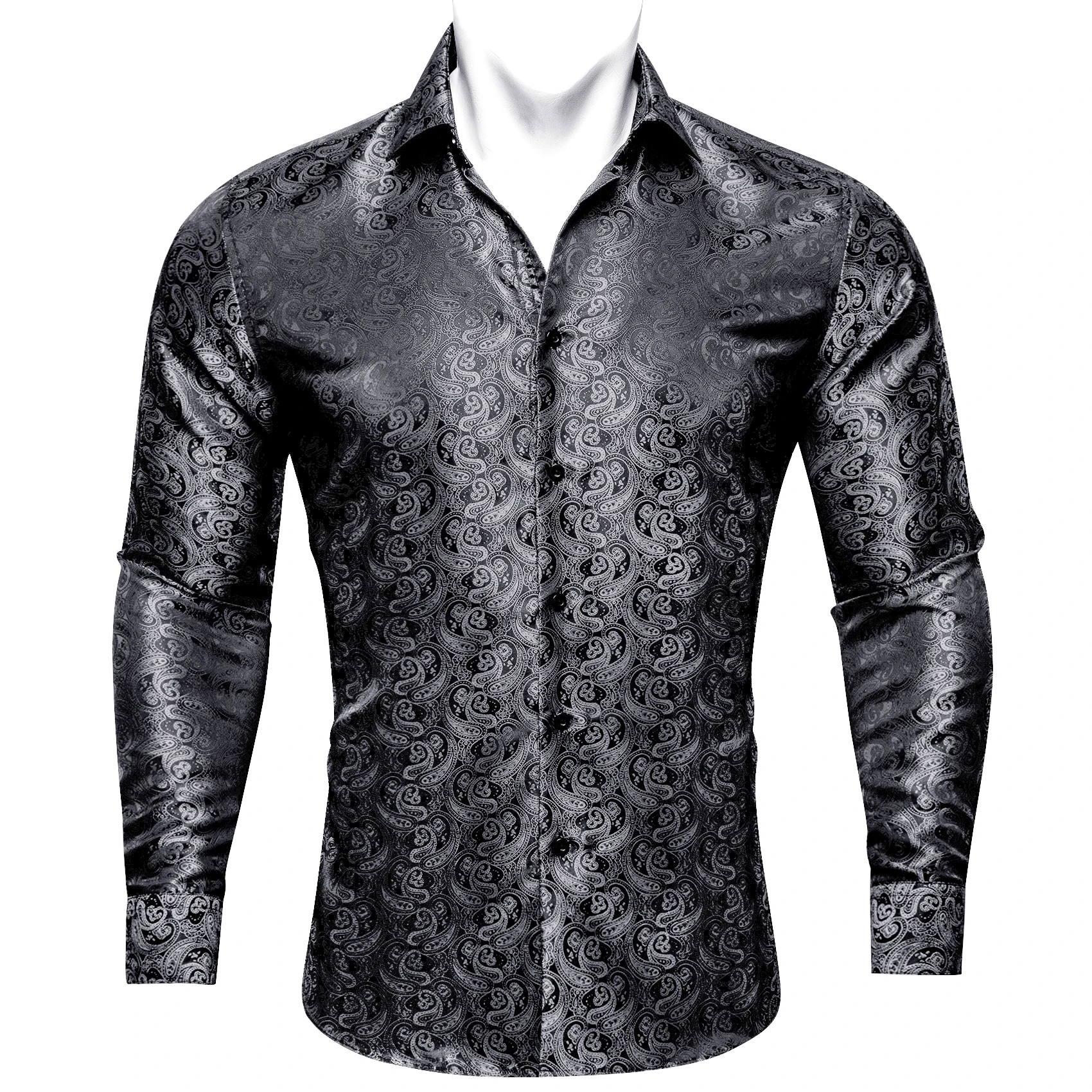 

Autumn Men Shirt Business Silk Long Sleeve New Turn-Down Collar Superior Quality Leisure Party Formal Design Barry.Wang CY-654