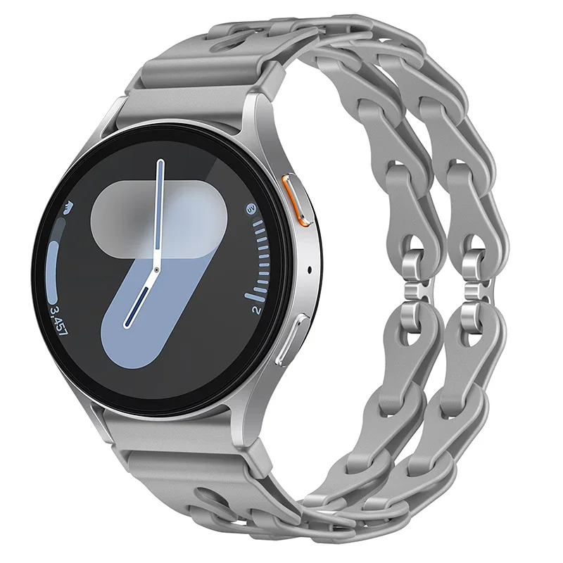 Silicone Chain Strap - 20mm/22mm Versatile Smartwatch Bracelet