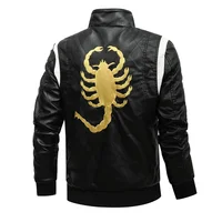 Spring Men's Leather Jacket High Quality Stand Collar Fashion Youth Embroidery Hooded PU Leather Coats EUR Size 3XL Men Clothing 2
