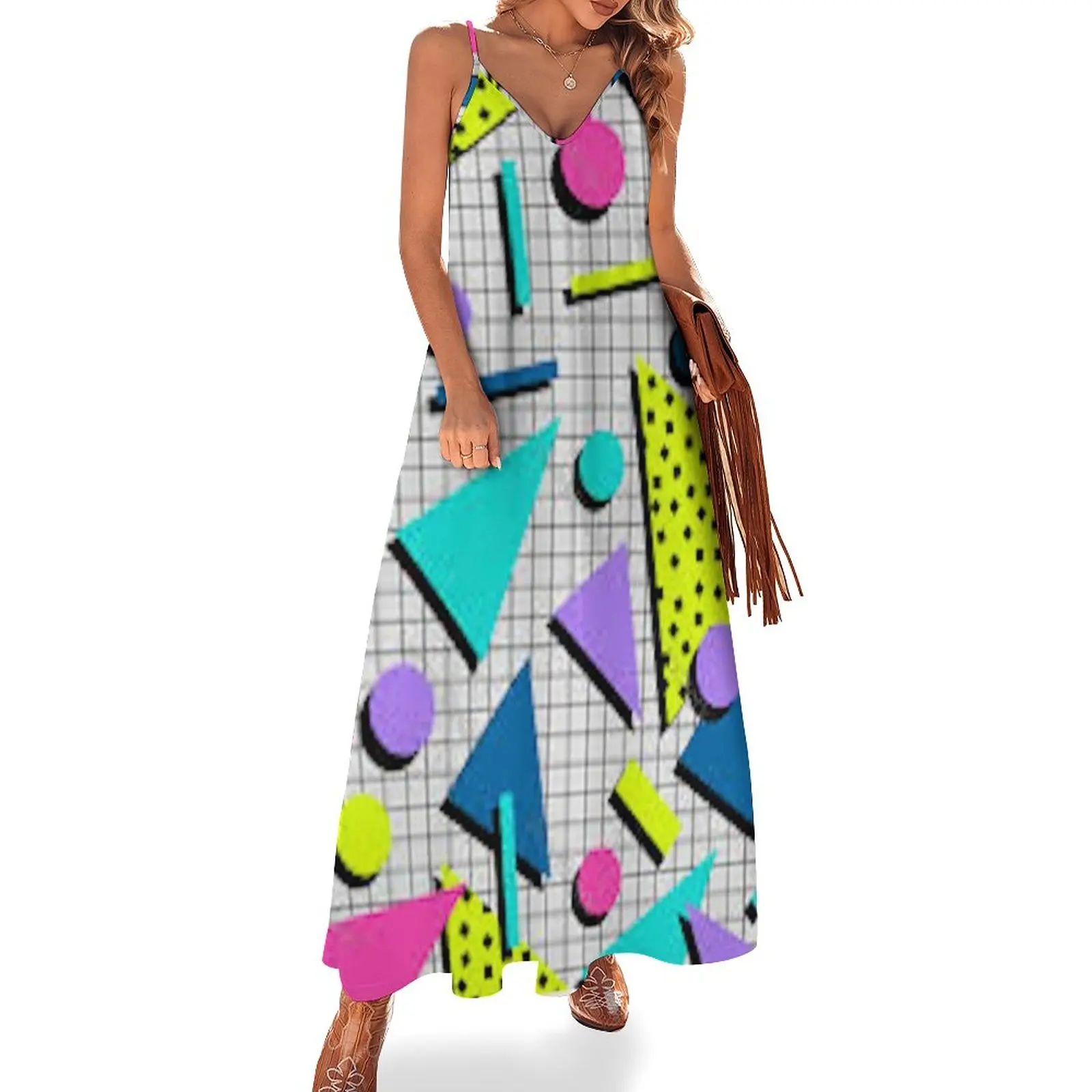 

80s Retro Geometry Pattern Sleeveless Dress dress for women Dress woman birthday elegant women's dresses sale
