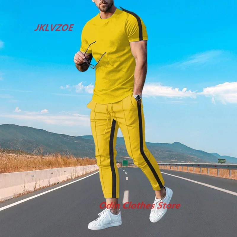New Men's Trousers Tracksuit Set 3D Printed Sportswear Short Sleeve T-shirt Long Pants Streetwear 2 Piece Set Male Clothes summer male african vintage sportwear 2 piece set man tracksuit clothes t shirt streetwear short sleeves trousers jogging suit