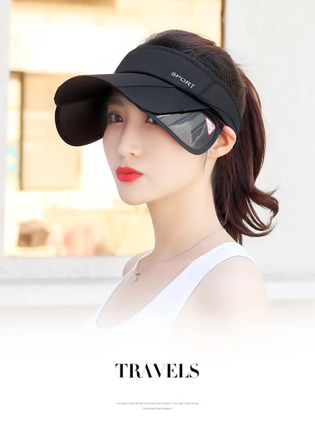 Visière Sport Femme Été - 100% Coton, Protection UV, Réglable, Pour Tennis/Golf