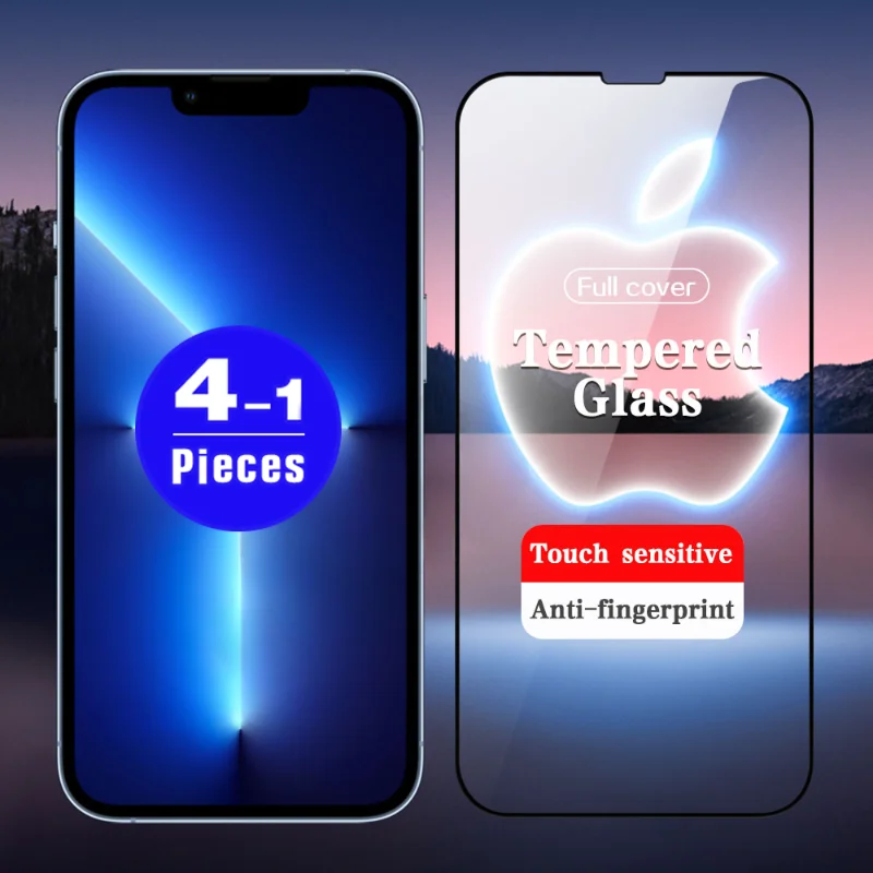 

Защитное стекло, закаленное стекло 9D для iphone 11 Pro Max 12 13 Mini 15 14 Plus 7 8Plus XR XS Max, 4 шт.