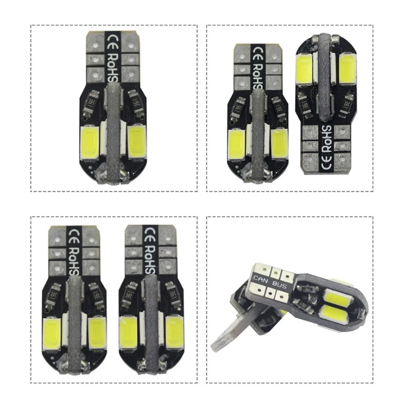 T10 LED 자동차 너비 램프 화이트 라이트, 캔버스 5730, 8SMD12V, 자동차 LED 전구, 사이드 웨지 라이트, 450LM, 자동차 라이센스 라이트