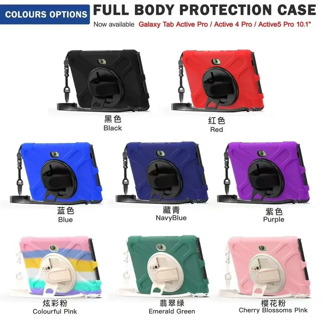 Rugged Tablet Case with 360° Rotating Stand and Silicone Shell