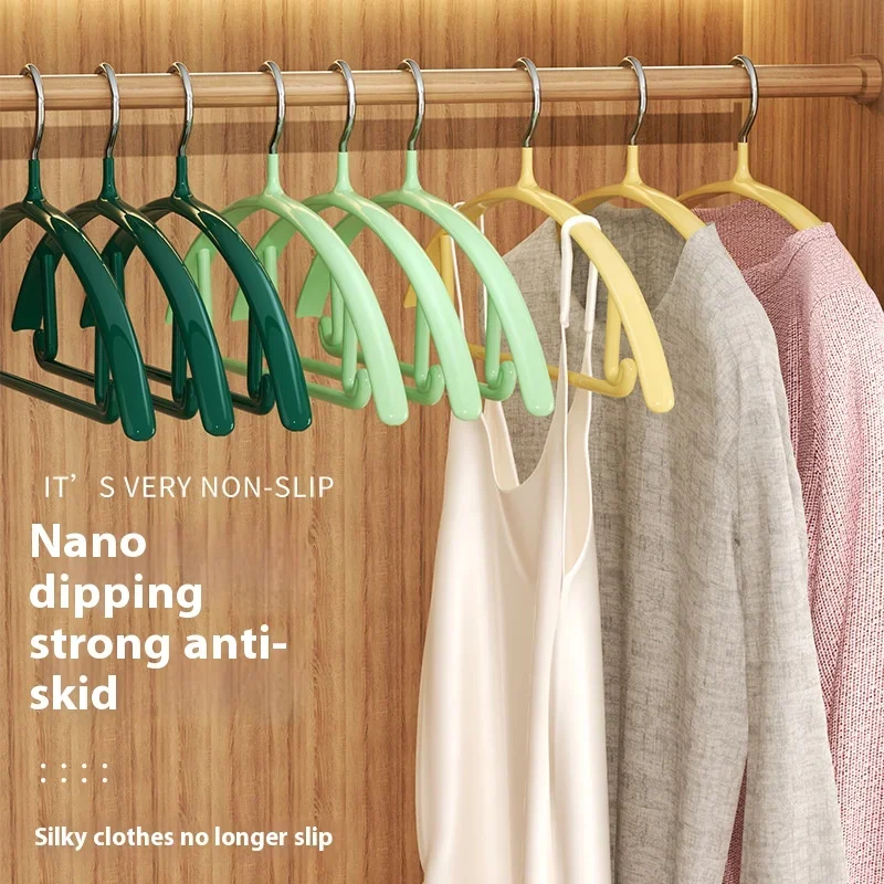 5pcs Nano seamless anti slip clothes hanger stand hanger non marking storage, thick clothing support, anti slip stainless steel