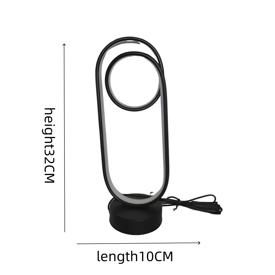 1PC 현대식 더블 링 타원형 LED 테이블 램프, 따뜻한 백색 무드등, USB 전원 장식 램프 (침실, 발코니용)