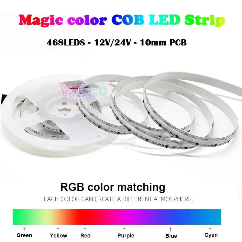 12V DC addressable 5m RGB COB LED Strip WS2811 468LEDs/m FCOB Programmable Magic color pixel Light running horse Flexible Tape rgb cob led strip high density 332leds m sk6812 full color fob linear lighting ribbon individually addressable flexible tape 5v