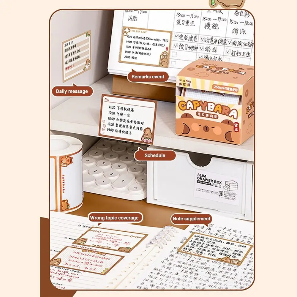 풀 아웃 디자인 메모 패드 DIY 풀 접착 라벨 스티커, 다기능 스크랩북 스티커, 창의적인 문구, 256 개/세트