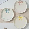 Nordic Ins Hand-painted Ceramic Bow Shape Plate Ornament Sliving Room Bedroom Dining Table Snack Fruit Salad Plate Birthday Gift 4