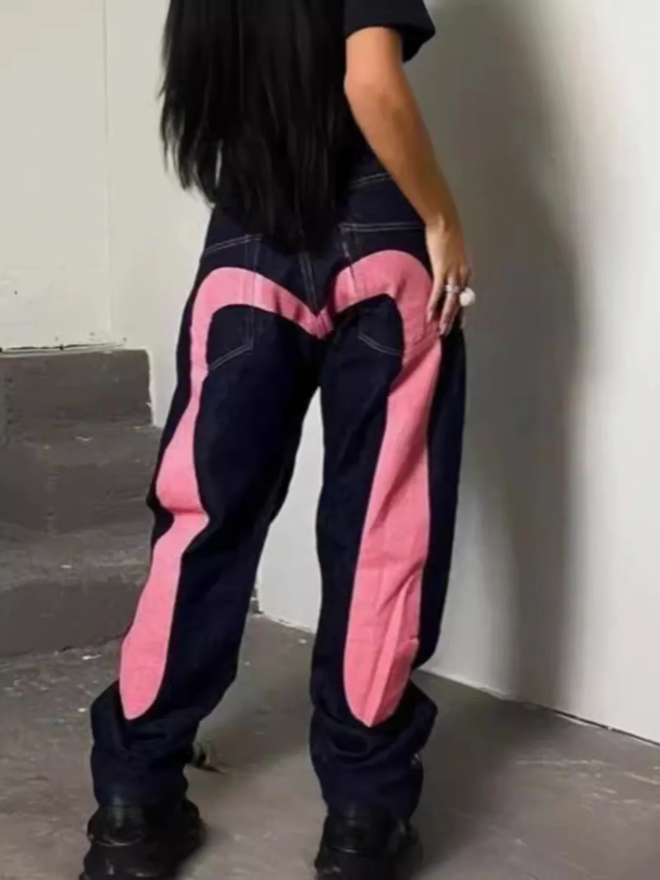 Y2K Retro Streetwear Wide Leg Denim Pants Gothic Punk Vintage Print Jeans Unisex Autumn Street Style Cargo Pants 3