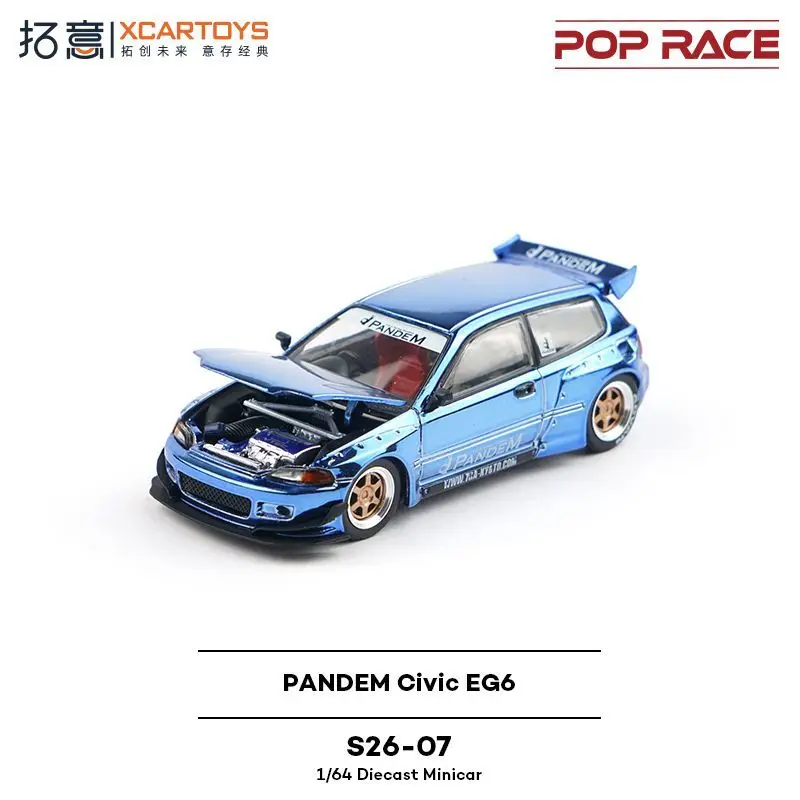POP RACE 1:64 혼다 PANDEM 시빅 EG6 해치백 슈퍼카 합금 다이캐스팅 자동차 모델 컬렉션 선물