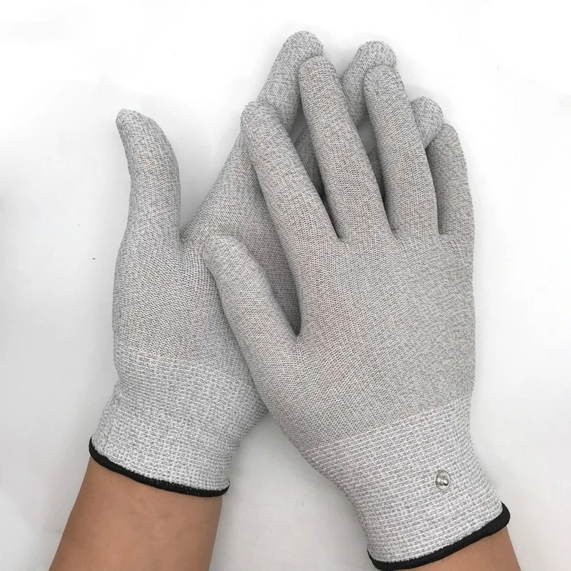 Massage Gloves 1 Pair Massage Electrode Gloves Conductive Electrode Massage Therapy Gloves Therapy Hand Massager Electrotherapy Lead Wires
