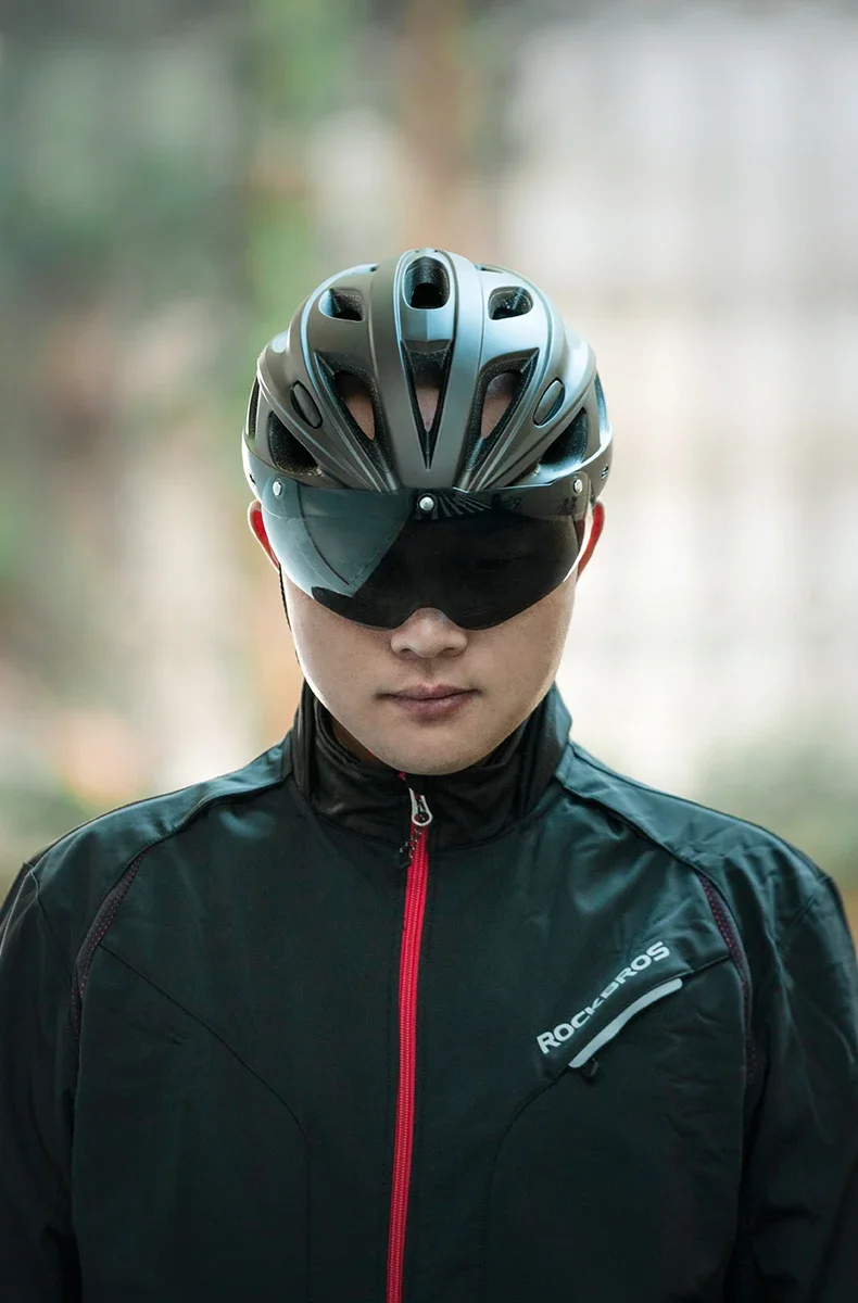 ROCKBROS Fahrradhelm Leichter integrierter Helm Kopfschutz Schutzhelm mit Schutzbrille Herren Damen MTB Rennrad Helm – Detail 17