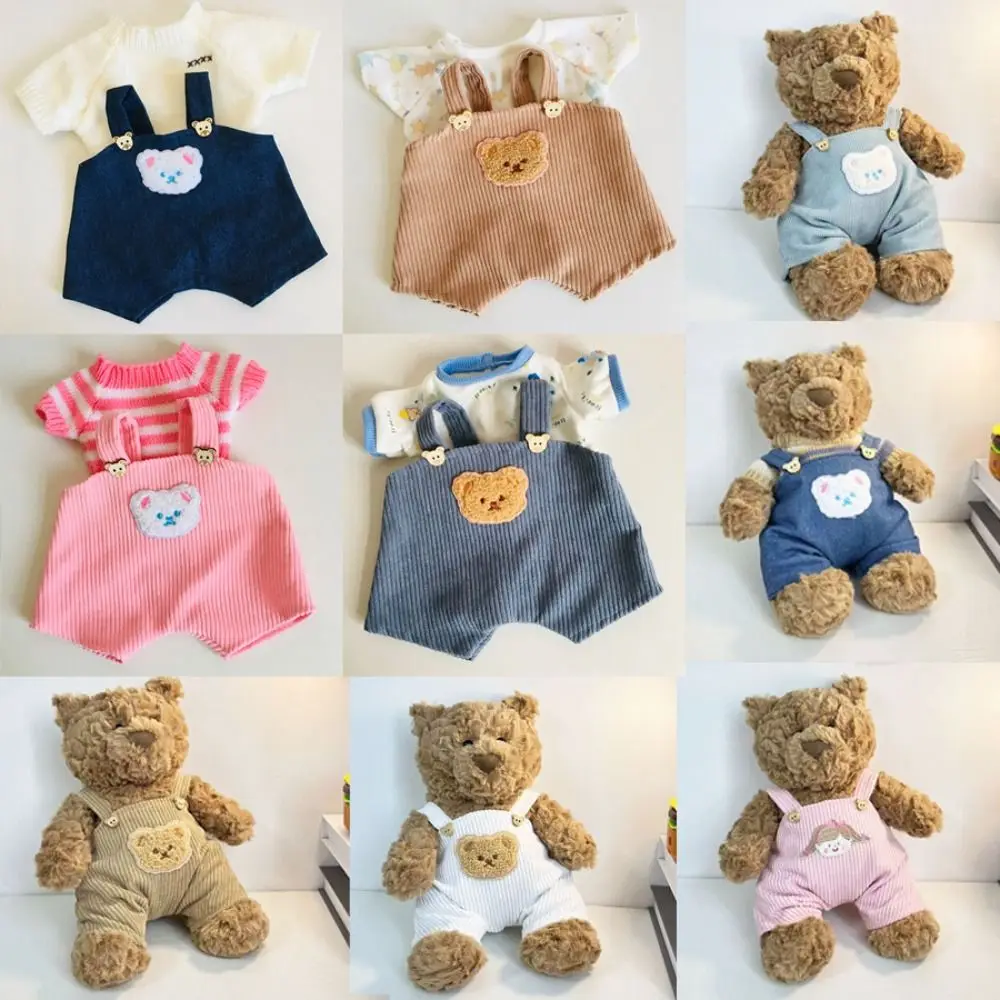 

1 Set Handmade 30cm Doll Clothes Plush Jointed bear Dolls Outfit Toys Baby Doll's Accessories T-shirt and Suspenders Suit