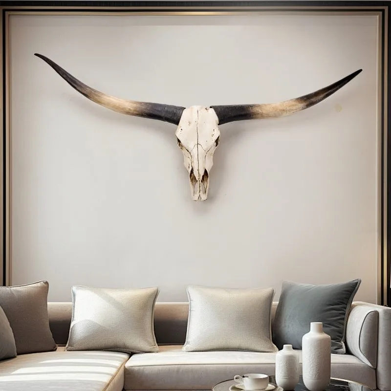 Scultura a forma di teschio, a forma di toro largo, in finta tassidermia, con supporto a parete occidentale, ideale per casa, ufficio