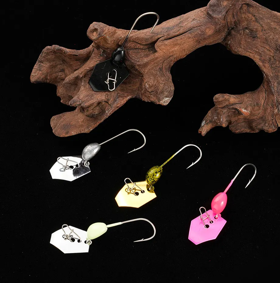 5 teile/paket Jig kopf haken mit spinner 4,5G locken haken DIY weichen köder haken Spinner Für Weichen wurm Wobbler locken angelgerät – Detail 9