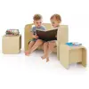 All-in-One Birch Wood Kids Table and Chair Set with Storage for Reading, Arts, and Snacks (Natural)