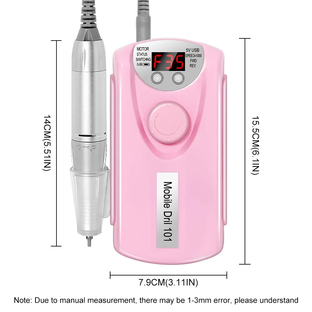35000rpm Nail Drill Machine Professional Lathe Nail Milling Cutter Rechargeable Art Electric Sander Motor Polisher