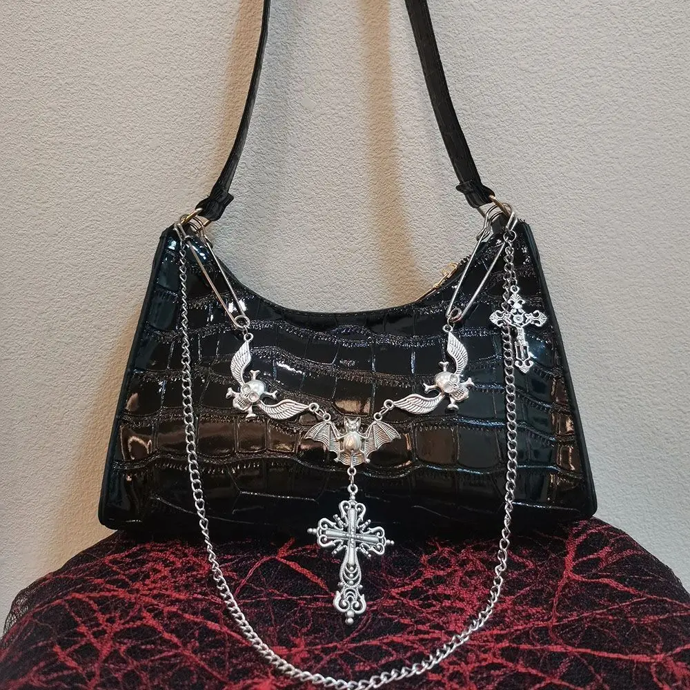 HAEX Gothic Women's Bag 2022 Trend Y2K Subculture Cross Accessories Shoulder Bags Female Fashion Punk Chains E Girl Handbags