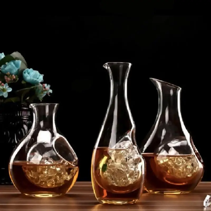Decanter Bottle Glass Sake Carafe Ice With Whiskey Aeratorpitcher Pocket Red Cold Hole Japanese Dispenser Server