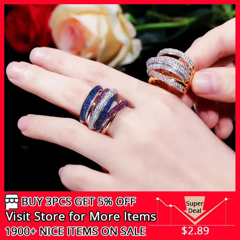 Cubic Zirconia African Big Women Engagement Wedding Party Finger Rings 3 Tones Gold Colour R105 crystal rings,engagement rings,zircon rings,stone rings,fashion rings,gold rings,wedding rings,finger rings,fashion ring,metal rings