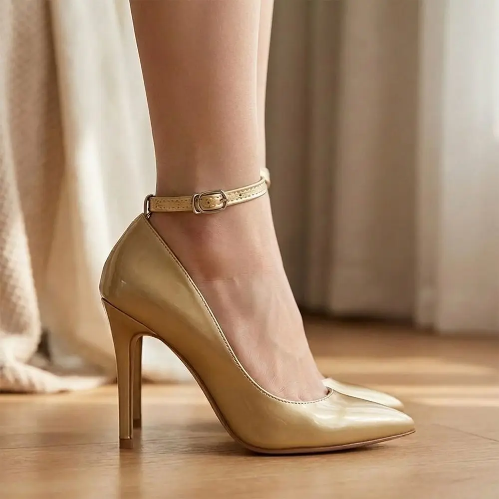 Premium PU Leather Adjustable Shoe Straps with Metal Buckle - Anti-Drop Heel Accessory