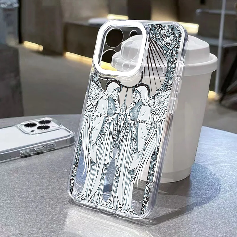 Retro Cupid Angel Clear TPU Phone Case - Vintage-Inspired Design and Durable Protection