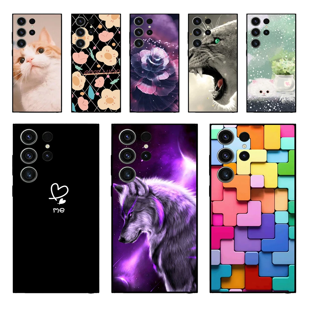 Per Samsung S23 Ultra Case Cover Nera Lion Wolf Custodie Posteriori Morbide In Silicone Per Samsung Galaxy S23 Ultra Phone Case S 23 Ultra